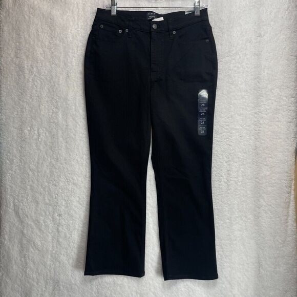J Crew Jeans Womens 28 Black Flare Crop All Day Stretch Dark Wash Mid Rise BT057 - Picture 1 of 11